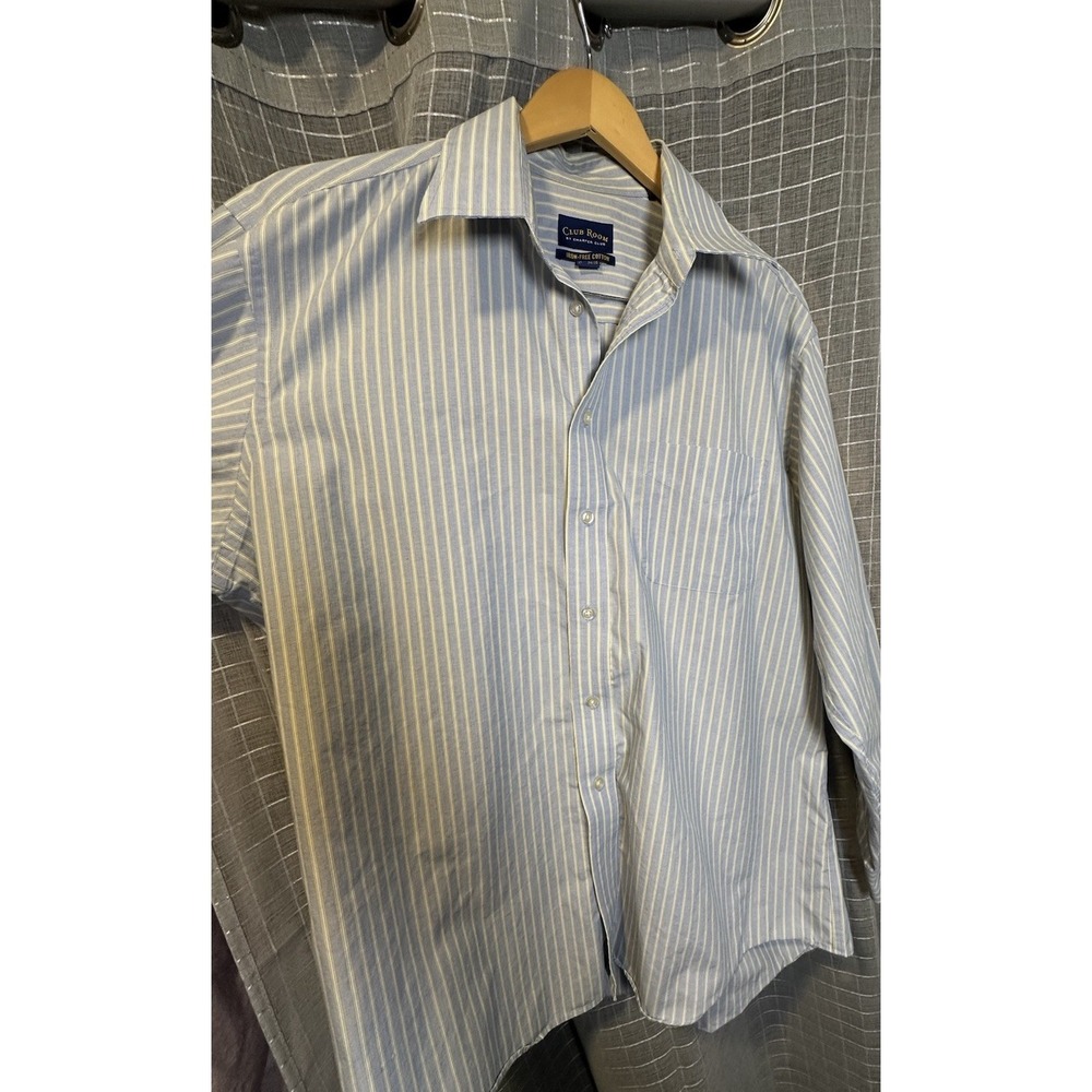 Club Room by Charter Club Iron-Free Striped Cotton Button-Up Shirt 17 34/35